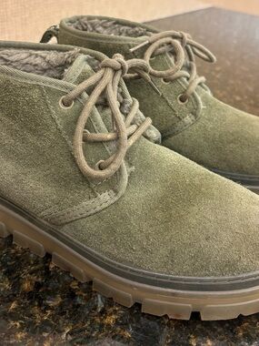 UGG Olive Green Suede Lace-Up Boots